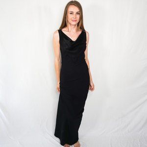 RICHARD TYLER Couture Black Satin Maxi Dress EUC Sz 2
